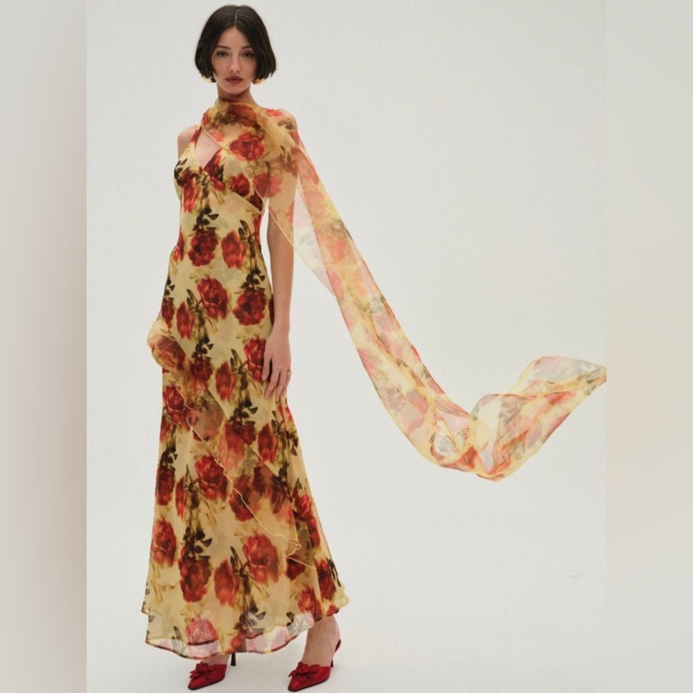 For Love & Lemons Floral Stems Maxi Dress